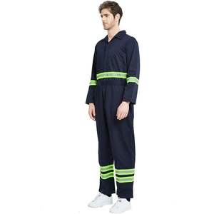 2025 haute visibilité hommes travail combinaison coton respirant avec garniture réfléchissante fonction imperméable Logo personnalisable LED Flash - Product Image 4