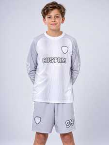 Maillot de football en tissu mesh latéral pour enfants, ensemble de football 100 % polyester avec cordon de serrage, vêtements de sport de football en gros - Product Image 1
