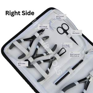 Kit d'outils pour extensions capillaires avec pinces à micro-anneaux, pinces pour extensions adhésives, outils de sertissage et de retrait de perles, coupe-keratine, pinces, crochets à boucle - Product Image 3