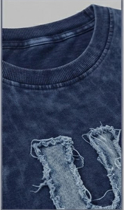 Camiseta de Manga Corta para Mujer, Estilo Vintage, Bordado Desgastado, Algodón Suave, Corte Holgado, Tallas Grandes, Logotipo Personalizado - Product Image 4
