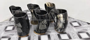 100% tasse en corne à boire sculptée personnalisée sans fuite Style artisanal Design animal artisanat naturel poli pour les mariages - Product Image 3