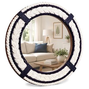 Round Rope Wall <b>Mirror</b> Natural Jute <b>Hanging</b> <b>Mirror</b> Rustic Farmhouse Coastal Boho Decorative Wall Decor - Product Image 6