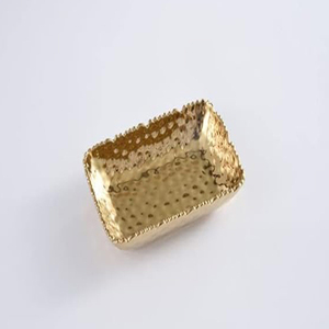 Nouvelles plateaux de rangement rectangulaires en métal doré poli, design Pampa Bay, durables - Product Image 2