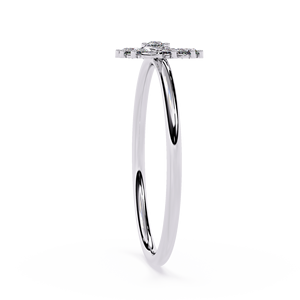 Bague de fiançailles romantique en or blanc avec diamant rond taille brillant, certifié GIA, bijoux pour femmes - Product Image 3