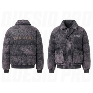 Chaqueta acolchada personalizada estilo Y2K con lavado ácido, oversize, streetwear vintage, ecológica, con cremallera y cuello vuelto, tipo burbuja. - Product Image 5