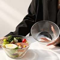 Vente en gros de bols en verre cannelé transparent de 16 cm, profonds, pour salade de fruits, dessert, service de table pour hôtel, restaurant