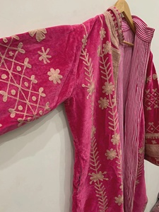 Suzani Kimono <b>Robe</b> Long Boho Jacket Vintage Embroidered Floral Velvet Elegant Winter Festival Duster Layering <b>Coat</b> - Product Image 3
