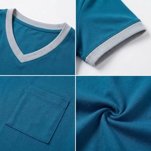 T-shirts personnalisés pour femmes, col en V, manches courtes, coton côtelé respirant, coupe ample, unis, décontractés, pour l'été - Product Image 6