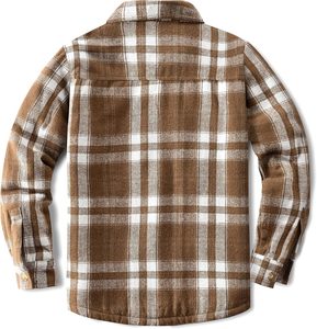 Men's Casual Cotton Sherpa Lined Plaid Flannel Jacket Shirt Winter Outdoor Soft Knitted <b>Yarn</b> Dyed Anti-Pilling Feature - Product Image 1