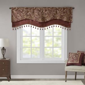 Asta finestra Jacquard bordeaux Pocket mantovana con perline 50x18 "tende e mantovane - Product Image 1