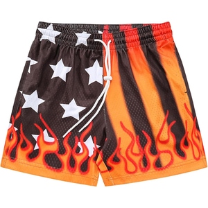 Shorts en mesh pour homme, design flamme, tissu à séchage rapide, streetwear décontracté, entraînement en salle de sport, course à pied, plage - Product Image 5