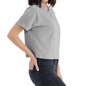 Hot Trending Women <b>Crop</b> T-Shirt Summer Short Sleeve Double Lined Seamless Fit Crew Neck Solid Cropped Tee Shirt Wholesale Bulk - Product Image 4