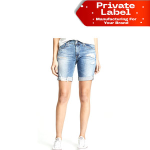 Shorts de Mezclilla Premium para Mujer al por Mayor, Shorts de Mezclilla Transpirables con Mezcla de Lyocell Súper Suave, Shorts de Mezclilla Personalizados de Alta Calidad para Mujer - Product Image 1