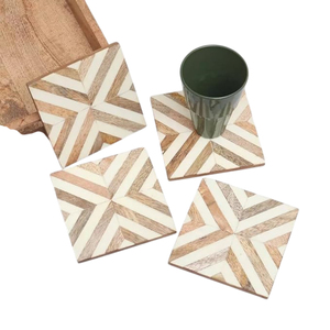Premium Handcrafted Two-Tone Hardwood Tea Coasters Luxury Dual Color Round Cup <b>Mat</b> For Restaurant Hotel <b>Bar</b> Beverage Drinkware - Product Image 4
