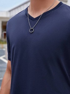 2025 Men's High Quality 100% Cotton V-Neck Printed Button-<b>Down</b> Shirt Solid Pattern with Latest Design - Product Image 2