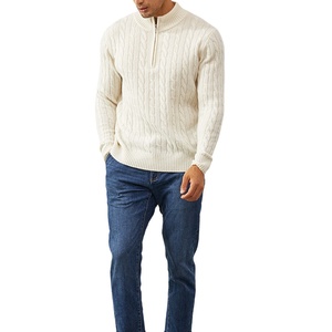 Fashionable Men Half Zipper Fleece Knitted Custom Logo Turtleneck <b>Quarter</b> Half <b>Zip</b> Sweatshirt Cashmere Wool <b>Sweater</b> for Men 2026 - Product Image 1