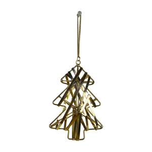 Ornements de Noël suspendus en fil métallique doré avec un motif cloche central, parfaits pour la décoration festive des arbres de Noël - Product Image 5