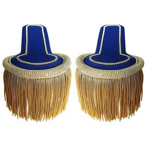 Épaulettes bleues à franges, épaulettes d'épaule vertes et dorées de haute qualité, style vintage, pour fanfare, brodées, à coudre, garniture à franges - Product Image 5