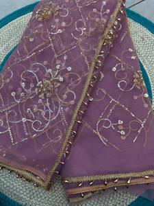 Sari Moderno LD CREATION con Cuentas Hechas a Mano, Lentejuelas y Bordado de Perlas, de Secado Rápido, Protección Solar, para Fiestas de Verano/Invierno y Bodas - Product Image 6