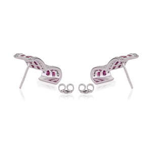 Pendientes de Plata de Ley 925 Hechos a Mano de Alta Calidad con Rubí Natural y Diamantes para Mujer - Product Image 5