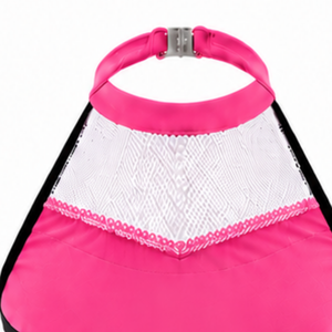 Haut court de cheerleading imprimé rose vif, blanc et noir, sans manches, personnalisable, pour performance athlétique, uniforme de cheerleading pour femmes et filles - Product Image 4