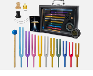 Ensemble de 10 diapasons non lestés pour la guérison, diapasons multicolores pour les chakras - Product Image 1