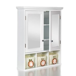 Armadietto da Bagno a 2 Ante con 2 Ripiani Regolabili e 3 Contenitori Stile Natalizio, Armadietto Portamedicinali, Specchio da Bagno - Product Image 4