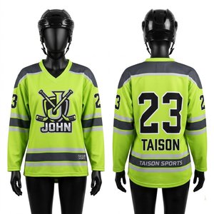 Damen-Eishockey-Uniform aus hochwertigem Polyester-Bird-Eye-Mesh-Gewebe, 200 GSM, atmungsaktiv, leicht, schnelltrocknend, in Teal, Marineblau und Weiß. - Product Image 1