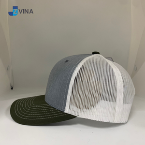 Gorra Trucker de Lona con Malla Blanca, Visera Verde, Gris Claro, con Logotipo Personalizado, de Alta Calidad, 6 Paneles, Ajustable, Unisex, Informal - Product Image 3