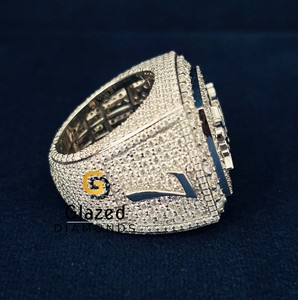 Men's Hip Hop Style <b>Ring</b> In 14K Solid Yellow Gold Full Iced Out VVS Round Moissanite Custom <b>Name</b> & Number Pinky <b>Ring</b> - Product Image 3
