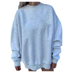 Suéter de cuello alto oversize liso para mujer, estilo urbano, invierno, con logo frontal personalizado, ecológico, transpirable, 100% algodón, tejido polar, ODM - Product Image 4
