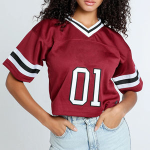 เสื้อฟุตบอลอเมริกันราคาถูกแบบเปล่า ขายส่งสำหรับผู้หญิง แบบสั่งทำได้ 100% โพลีเอสเตอร์ ระบายเหงื่อได้ดี ไซส์ใหญ่ ผ้าตาข่าย ทรงหลวม - Product Image 5
