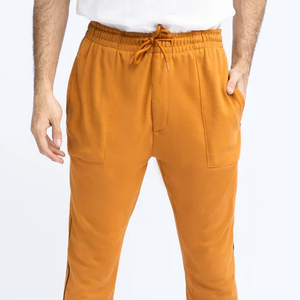 2026 Premium Men's Orange Sweatpants Elastic Waist Drawstring Casual <b>Pants</b> Side Pockets Breathable Knitted Cotton Autumn Wear - Product Image 5