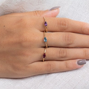 14K Gold Marquise Blue Topaz Statement Ring Resizable Prong Setting - Product Image 2