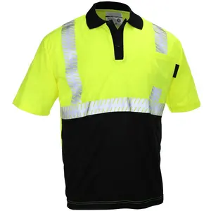 Reflektif Keamanan Lalu Lintas Neon Hi Vis Visibilitas Tinggi Viz Pakaian Kerja Keselamatan Kerja Kelas 3 Jaket Kemeja Konstruksi