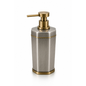 Luxury Metal Soap Dispenser Fluted Stainless Steel Liquid Soap <b>Bottle</b> with <b>Brushed</b> Brass Pump Soap Dispenser Bathroom Set - Product Image 1
