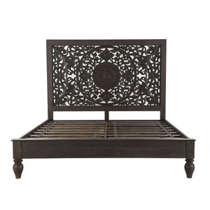 Heritage Indian Style Handcarved Solid Mango Wood <b>Bed</b> King Size Handmade Wooden <b>Bed</b> with Carved Heardboard - Product Image 1