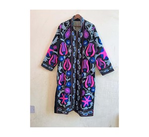 ชุดคลุมกำมะหยี่ผ้าฝ้ายพิมพ์ลายดอกไม้แบบซูซานี แขนสามส่วน ปิดด้วยเชือกผูก เนื้อผ้านุ่ม ระบายอากาศได้ดี ของขวัญสำหรับเธอ ความยาวเต็มตัว - Product Image 1