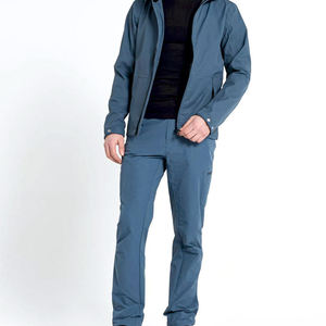 Ensemble de survêtement unisexe bleu écologique à capuche, manches longues, couleur unie, imperméable, sportif, hiver, poids moyen, polyester, avec poches latérales - Product Image 2