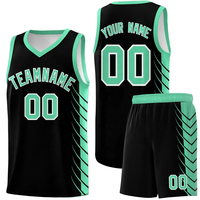 Tenue de basketball respirante côtelée en tissu mesh personnalisable, service OEM, logo d'équipe, numéros, ensemble short et maillot, protection UPF 50, antibactérien