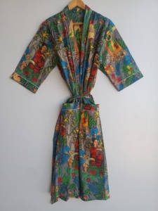 Robe Kimono Longue en Coton Premium Imprimée à la Main, Motif Floral, avec Poches Avant, Fabricant Grossiste OEM - Product Image 3