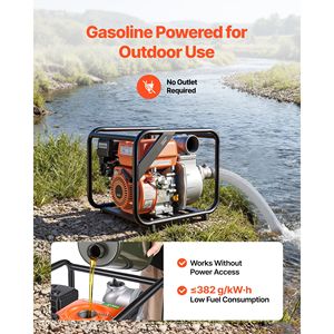 Pompa d'Acqua Portatile a Benzina da 7HP, 3264 GPM, per Trasferimento Acque Semi-Sporche, con Tubo di Scarico da 25 Piedi - Product Image 4