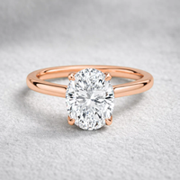Bague de fiançailles minimaliste en or jaune massif 14 carats pour femme, avec diamant solitaire ovale de 2 carats, certifié IGI, cultivé en laboratoire, fantaisie légère