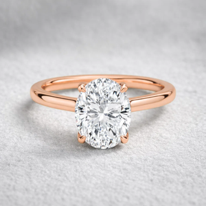 Anillo de Compromiso y Boda Minimalista con Diamante Cultivado en Laboratorio, Corte Ovalado de 2 Quilates, Certificado IGI, Oro Amarillo de 14k para Mujer - Product Image 5