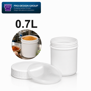 Pot en plastique alimentaire de 0,7 L avec couvercle à vis, récipient à large ouverture pour l'emballage d'épices, de condiments et de poudres alimentaires - Product Image 1