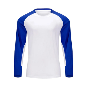 OEM Custom Mens Raglan Long Sleeve T Shirt Two Tone Color Block Contrast Sleeve Activewear Crewneck Cotton Sports Tee Shirt - Product Image 3