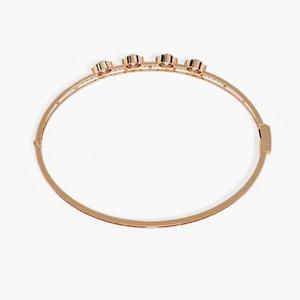 <b>Rose</b> Gold Plated Diamond Bangle Bracelet Round Brilliant Cut Claw Setting Geometric Luxury Women's Everyday Wear Jewelry - Product Image 2