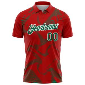 Polo personnalisé sublimé pour homme, motif rouge et vert, anti-transpiration, manches courtes, coupe classique, vêtements de football, maillot d'équipe - Product Image 2