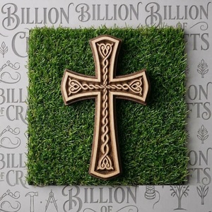 Croix en bois artisanale, fabrication directe d'usine Billion Crafts, décoration religieuse chrétienne, modèle BOC-CRS-001, motif floral traditionnel - Product Image 6