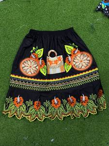 Mini-jupe plissée vintage bohème pour femme, coupe trapèze, infroissable, douce, 100 % polyester, avec ourlet inférieur tricoté perlé, couleur unie, été - Product Image 2